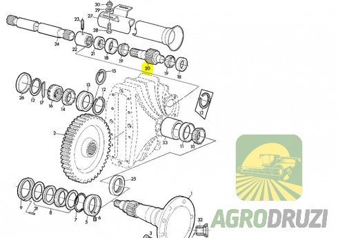 Вал-шестерня бортової (JAG) z11 (21 шліц) H65260