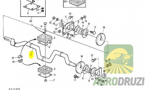 Вал соломотрясів Kan metal d=38mm L=1510mm (на 5 клавіш) John Deere AZ28107