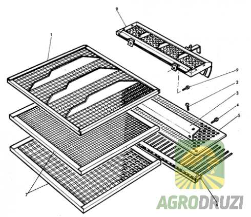 Сито решето отворове 770x1130mm d=4mm (на ріпак) Massey Ferguson 1604343M1