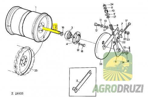 Вал похилої камери нижній John Deere Z30137