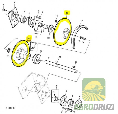 Варіатор вітру в зборі (без зірочки) John Deere Z10085+Z10676