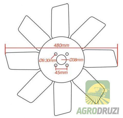 Вентилятор радіатора John Deere AR26382