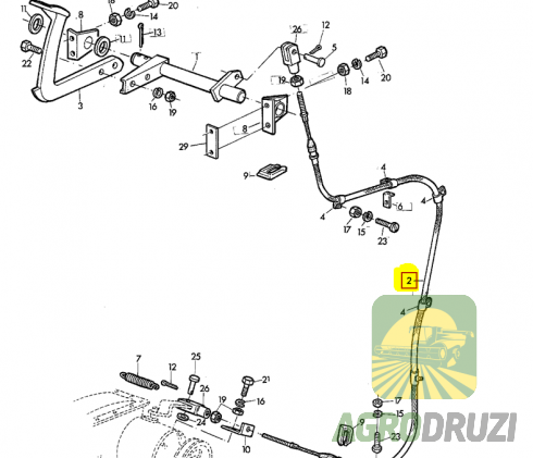 Трос зчеплення L=2300mm John Deere AZ21194