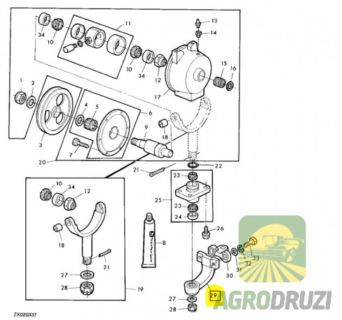 Балансир (Tarmo) коромисло тяга приводу коси (реверсна) John Deere E52444