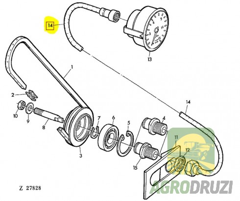 Трос оборотів барабана 1390mm John Deere AZ19599