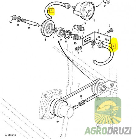 Трос оборотів барабана 1390mm John Deere AZ19599