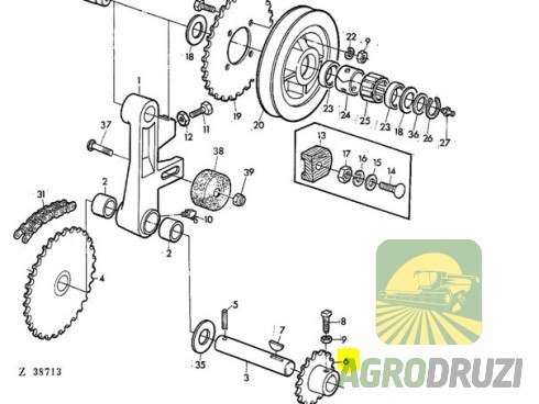 Зірочка жатки z21 fi25mm John Deere Z20100