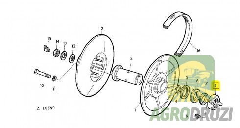 Корпус вижимного підшипника варіатора молотарки John Deere Z10128