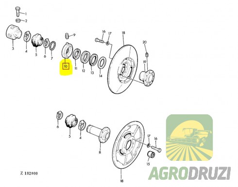 Корпус вижимного підшипника варіатора молотарки John Deere Z10128