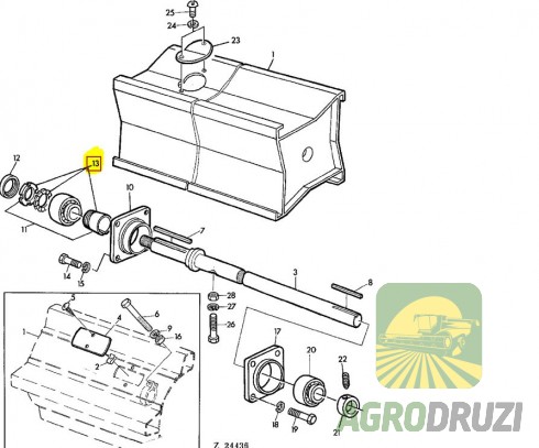 Підшипник валу молотарки (барабана) JHB без втулки John Deere