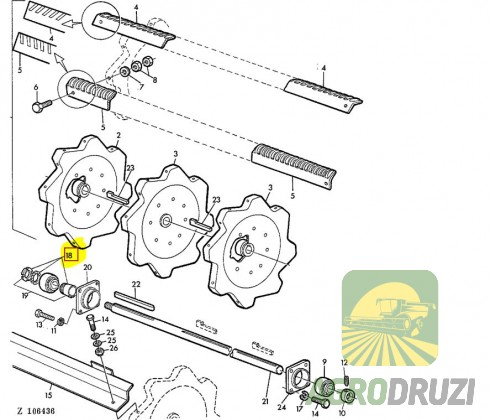 Підшипник валу молотарки (барабана) JHB без втулки John Deere