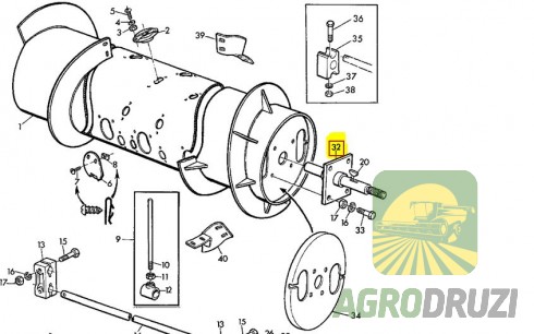 Вал шнека жатки (пластина зміщена до краю) JOHN DEERE AZ19160