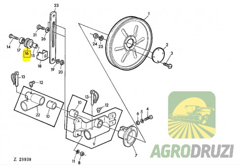 Ролик мотовила жатки пластиковий John Deere Z10428