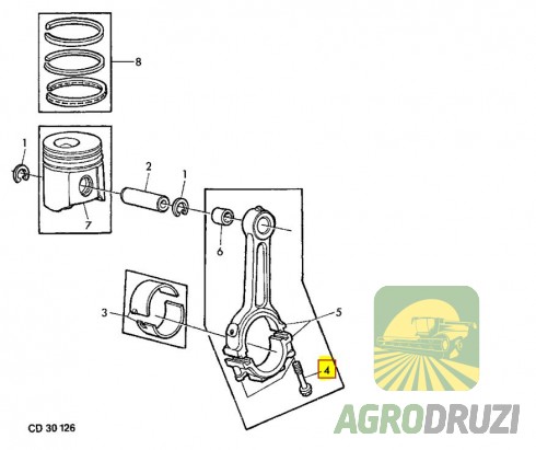 Болт шатуна двигуна Bepco John Deere R74194