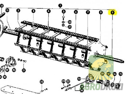Вал барабана L=2070mm fi42mm 617308