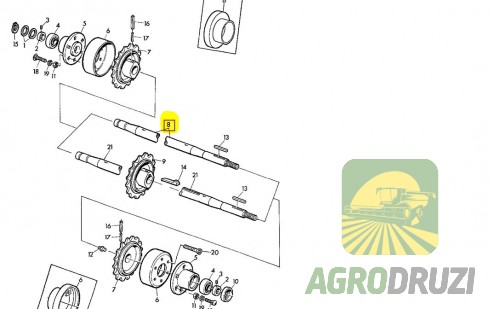 Вал похилої камери (JAG) John Deere 35mm L=1353mm Z33439