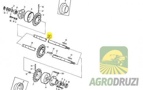 Вал похилої камери (JAG) John Deere 35mm L=1353mm Z33439