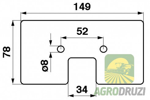 Лопатка гумова скребок елеватора (отвір 6мм) John Deere Z20781