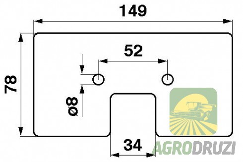 Лопатка гумова елеватора (отвір 6мм) John Deere Z20781