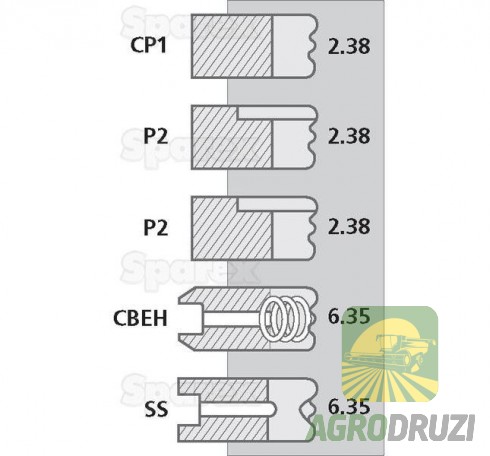 Кільця поршневі Sparex двигун Perkins 4.236, 6.354 745746M91