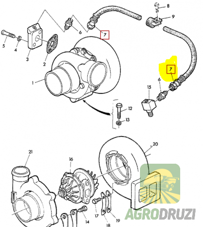 Шланг високого тиску гідравліки L=850mm (під ключ на 17, 17) 225 BAR John Deere AR47297