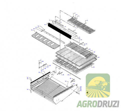 Сито жалюзійне верхнє оцинковане 1360x1200mm Massey Ferguson D28450481