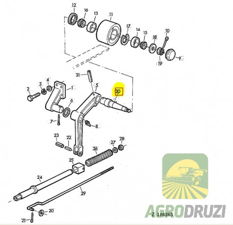 Вал палець натяжного ролика шлеї John Deere Z27512