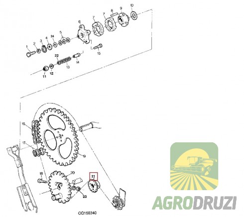 Зірочка Z13 з трьома отворами, на шпонку John Deere CQ05889