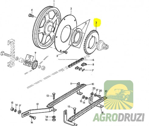 Зірочка жатки Tarmo Z51 на 3 отвори John Deere Z39311