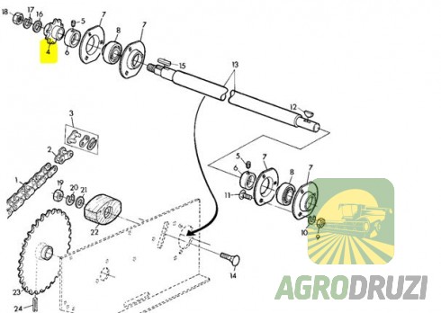 Зірочка вигрузки z13 fi 20mm на шпонку John Deere Z20104