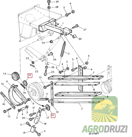 Зірочка Z16 натяжна з підшипником (JAG) John Deere AZ36960