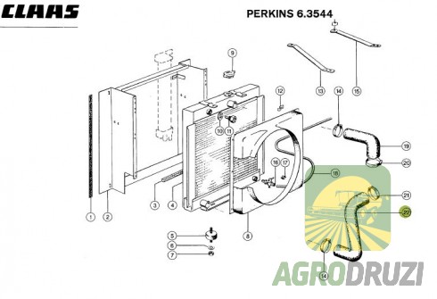 Патрубок нижній радіатора (двигун Perkins 6.354) Claas 609083