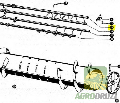 Труба шнека з пальцями 1895мм (жатка 3м) CLAAS 611430