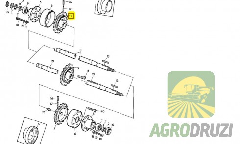 Зірочка вала похилої камери AGV Z11 John Deere Z11048 (на шпонку)