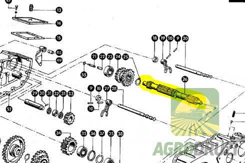 Вал зчеплення первинний (дрібний фрез) L=464mm Claas 079109 JAG