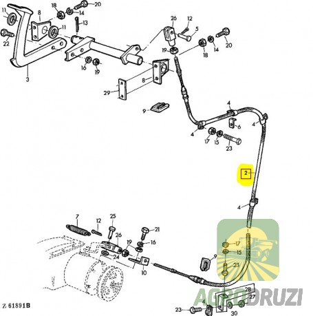 Трос зчеплення Tarmo L=2120mm John Deere AZ21467