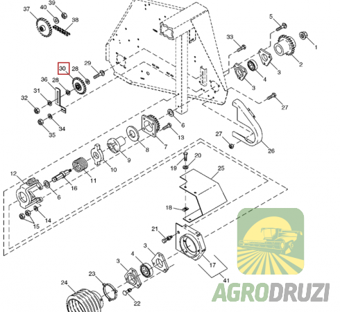 Зірочка Z15 (крок 19.05) натяжна з підшипником John Deere AE27909