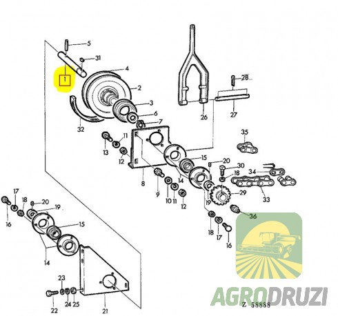 Вал варіатора жатки John Deere AZ13609