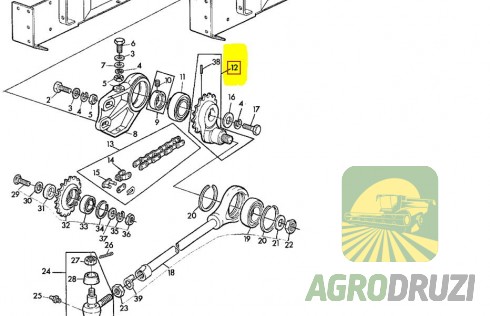 Зірочка приводу коси кривошипна конусна Z20 (з шпонкою) (конус 34-39 мм)