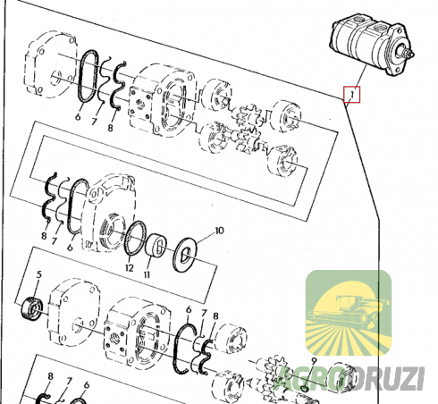 Помпа (насос) гідравліки без клапана  John Deere AZ36555