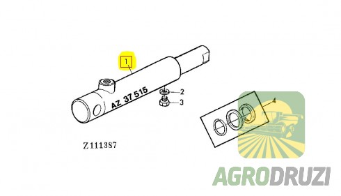 Циліндр підйому мотовила правий (на 2 виходи) комбайнів JOHN DEERE AR90988