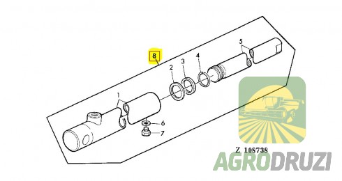 Циліндр підйому мотовила правий (на 2 виходи) комбайнів JOHN DEERE AR90988