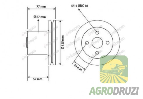 Шків водяної помпи 19x124mm двигун Perkins (4.212, 4.236, 4.248) 31146952