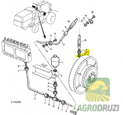 Кільце ущільнююче гідравліки 12x16mm John Deere R26448