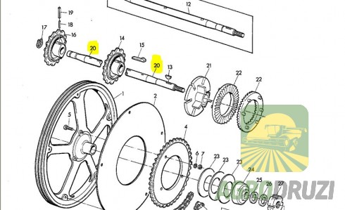 Вал похилої камери John Deere 40mm L=1353mm Z33438
