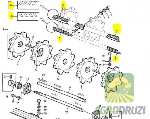 Пара бичів (AGV) John Deere 1284mm AZ13335 + AZ13336