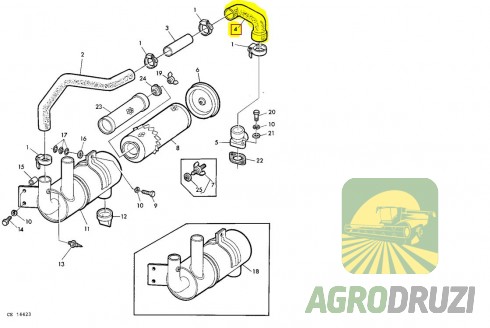Патрубок шланг повітряного фільтра 60/60mm без пружини John Deere L29373