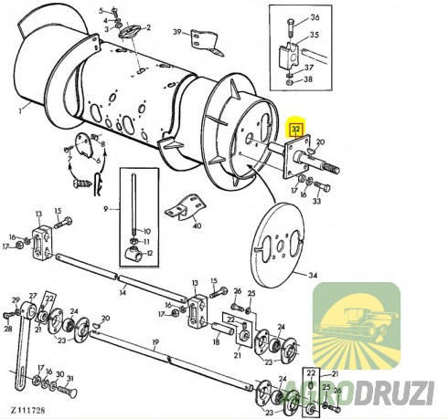 Вал шнека жатки (пластина по центру) JOHN DEERE AZ19160
