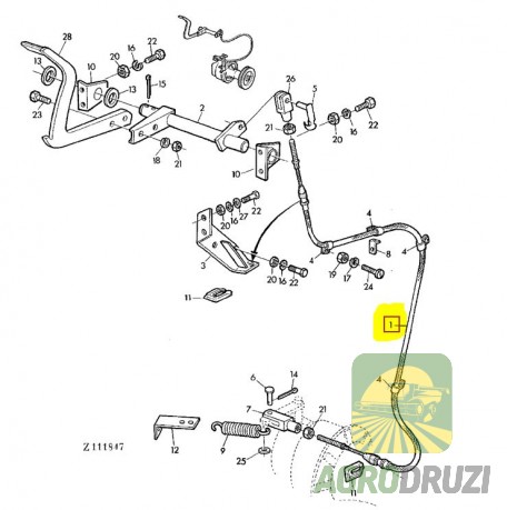 Трос зчеплення L=2065mm John Deere AZ33161