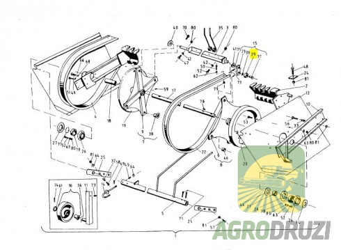 Ролик бігової доріжки залізний рухомий підбирача Kramp Sipma